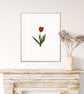 Red Tulip Illustration A4 Art Print