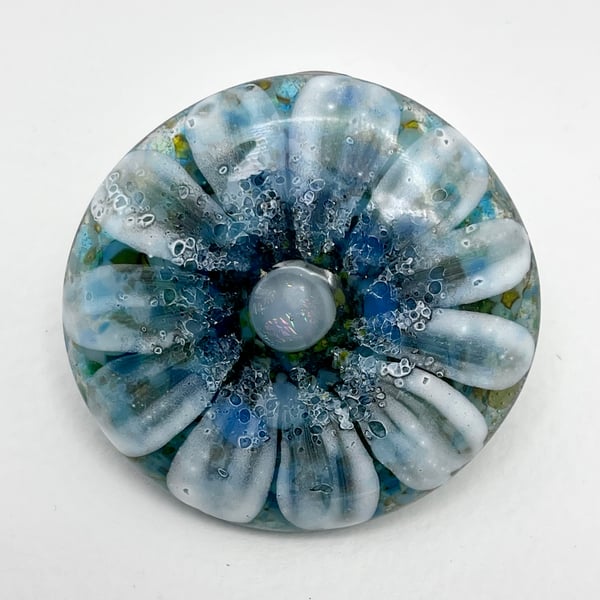 Fused Glass Flower Brooch