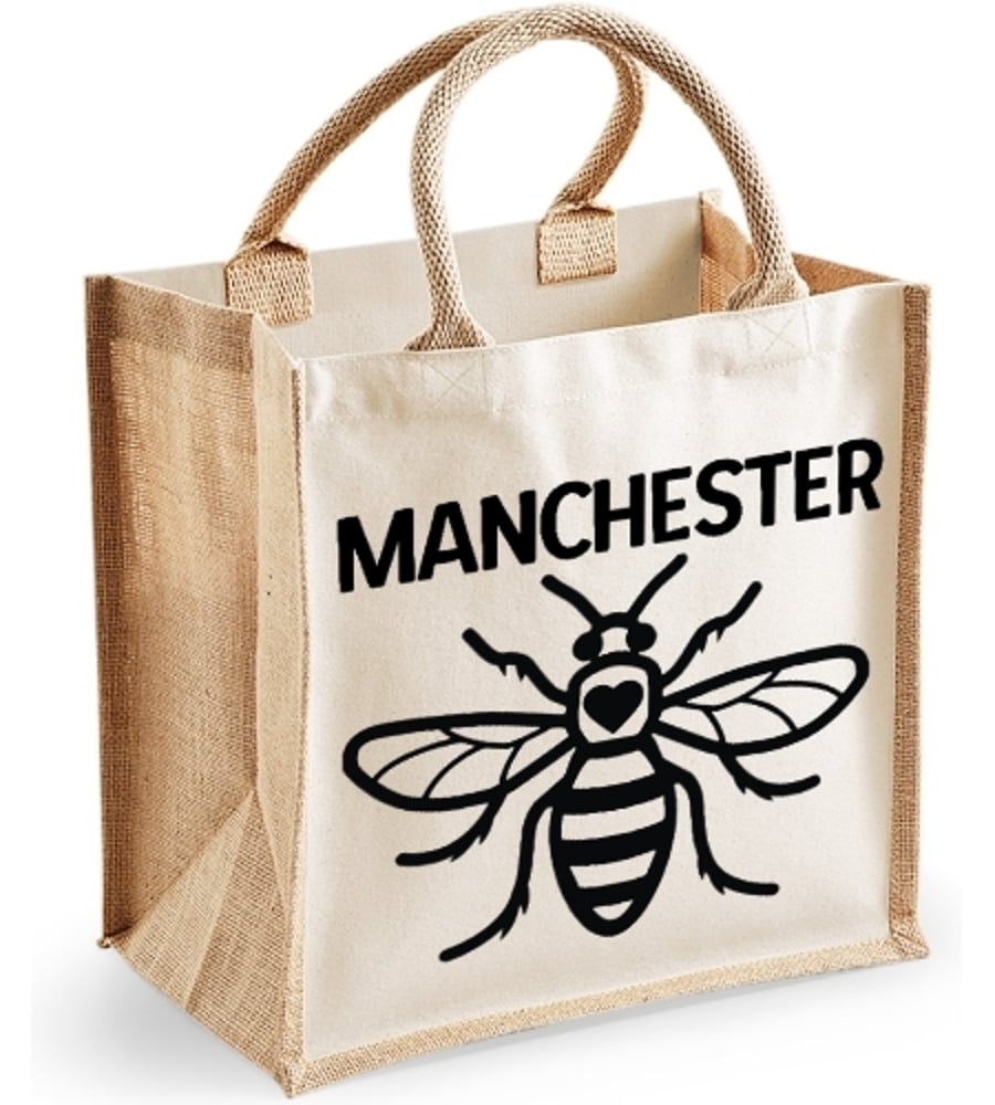 Manchester Bee Midi Jute Bag -  MANCHESTER