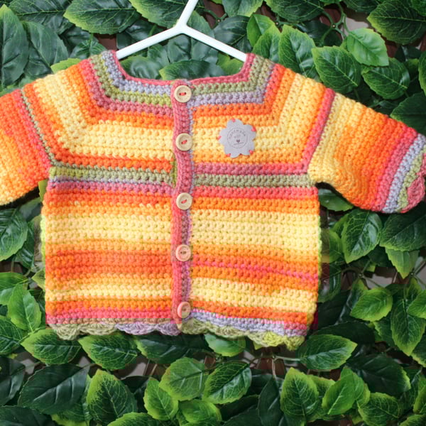 handmade crochet baby cardigan size  0 - 3 months
