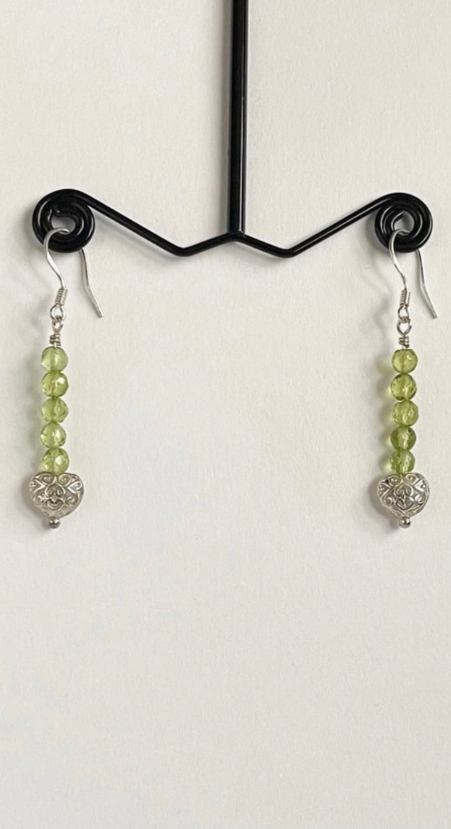 Sterling Silver Peridot Heart Earrings