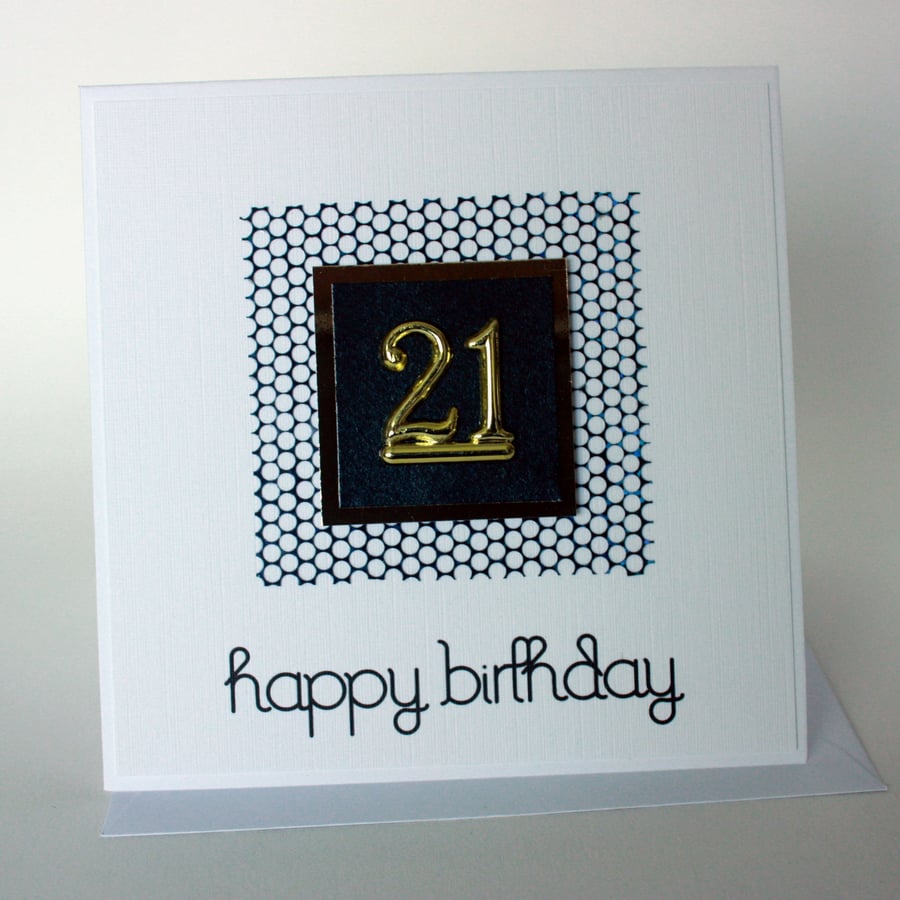 Black and gold 21st Birthday card