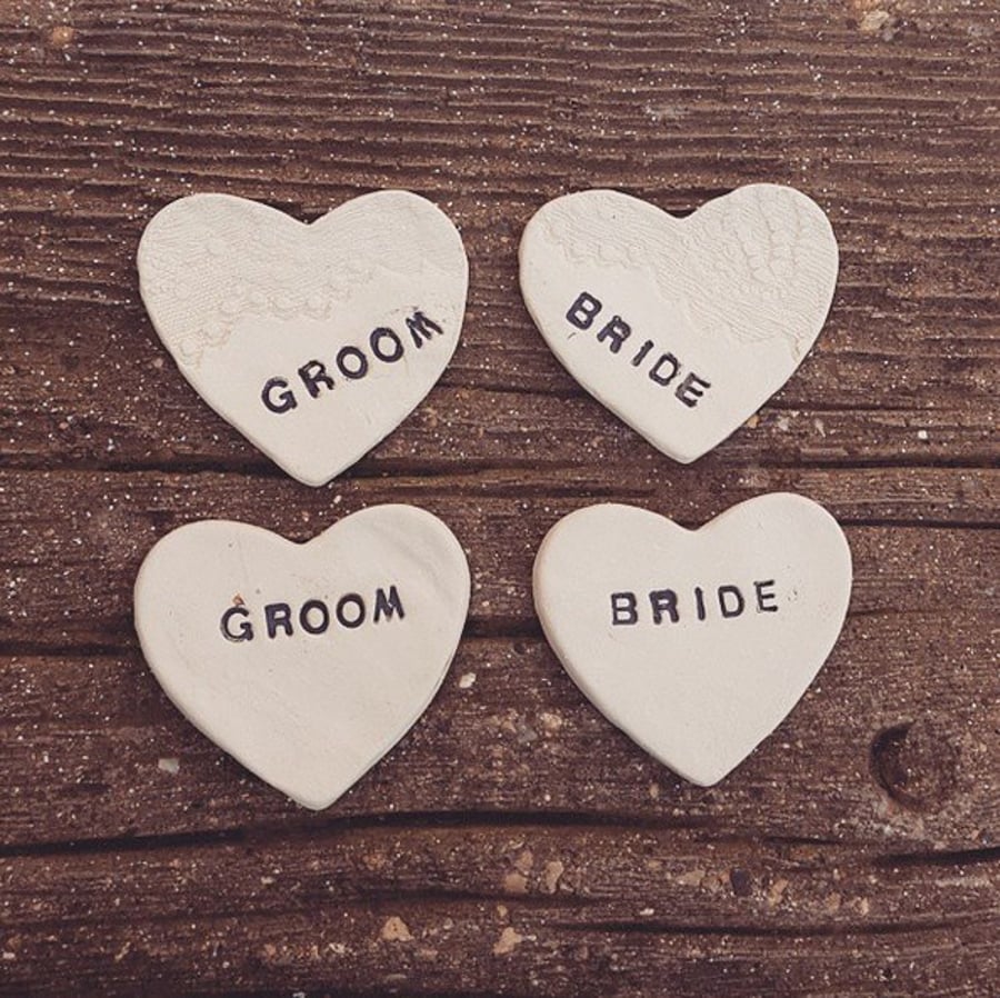 20 x Personalised Ceramic Heart Wedding Favours