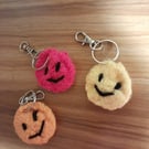 Smiley face knitted keyrings