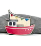 Fishing Boat Fridge Magnet - Maple Wood Magnet - Seaside Kitchen Coastal Decor