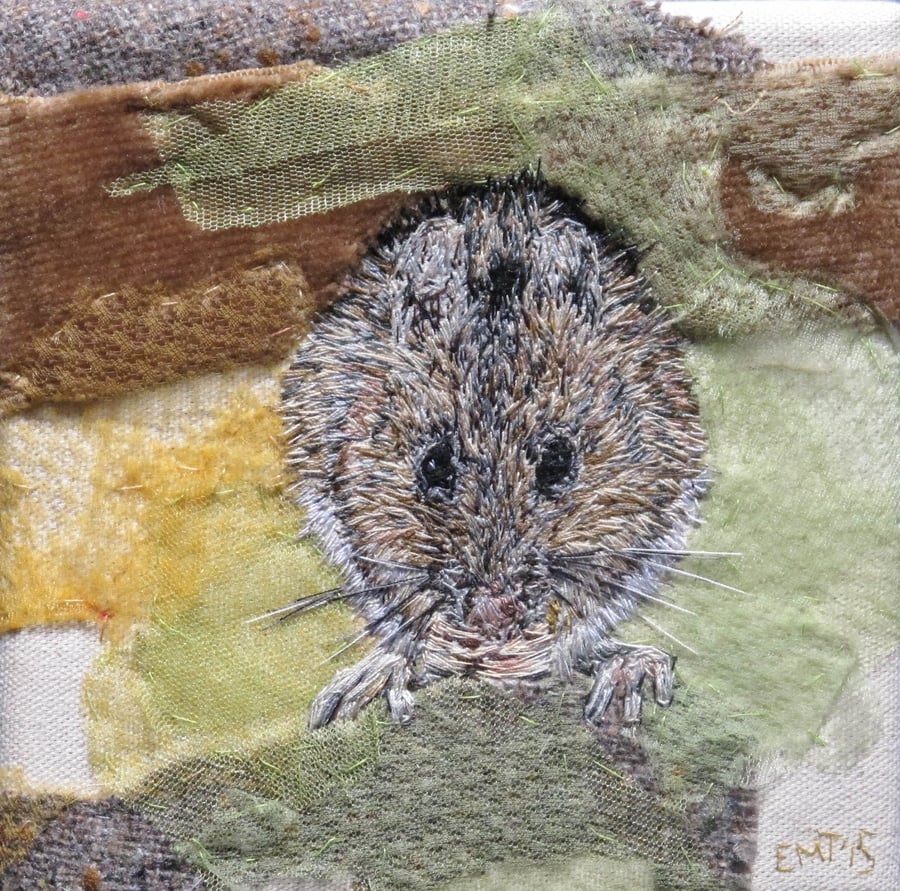 Wood Mouse Textile Artwork