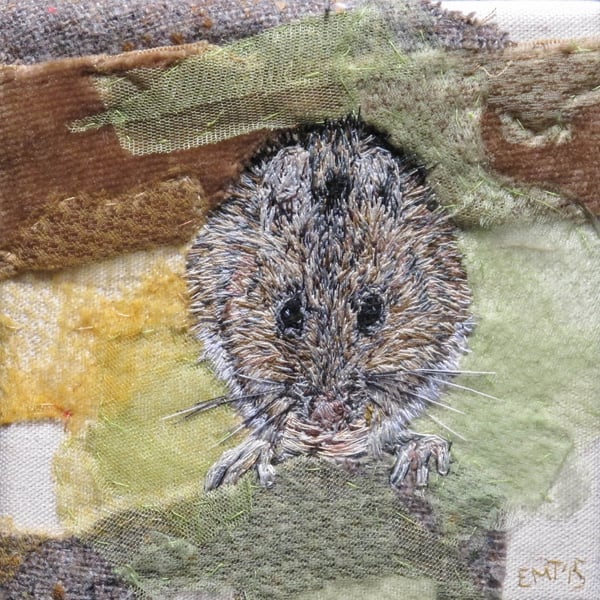 Wood Mouse Textile Artwork