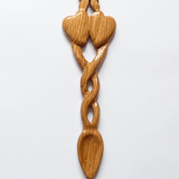 Welsh Love Spoon Handcrafted from Oak 