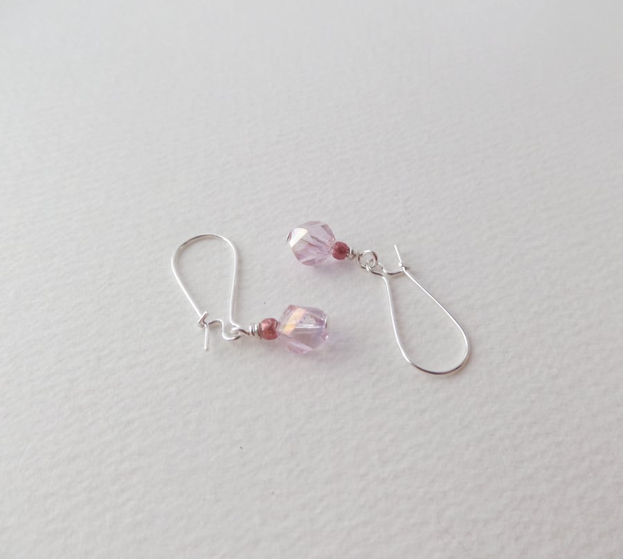 Crystal Silver Earrings, Super Modern Cube Dangle Earrings