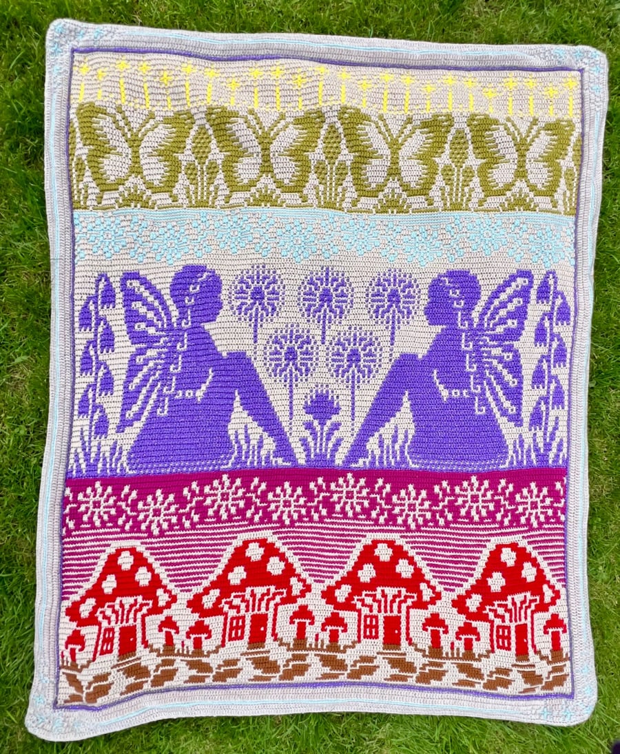 Fairy Dust Mosaic Crochet Blanket – Handmade Throw – 52 x 62 inches