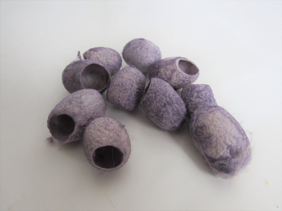 10 Alkanet Lilac Purple Naturally Dyed Silk Cocoons