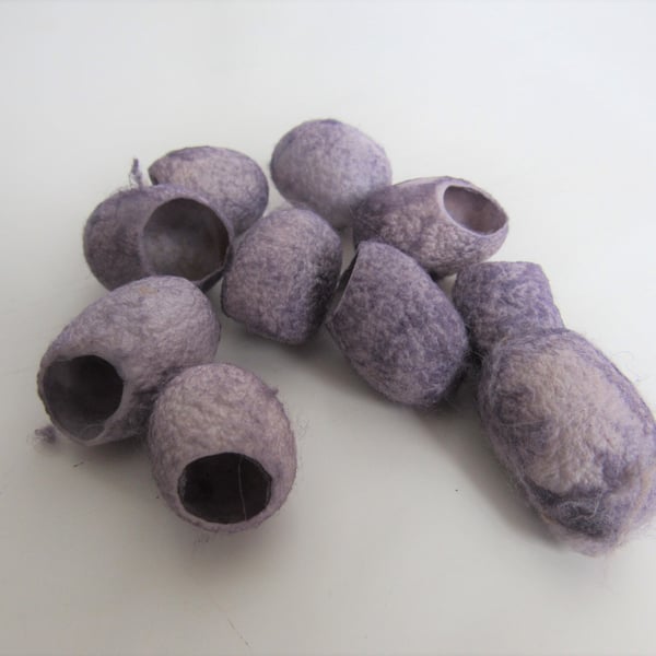 10 Alkanet Lilac Purple Naturally Dyed Silk Cocoons