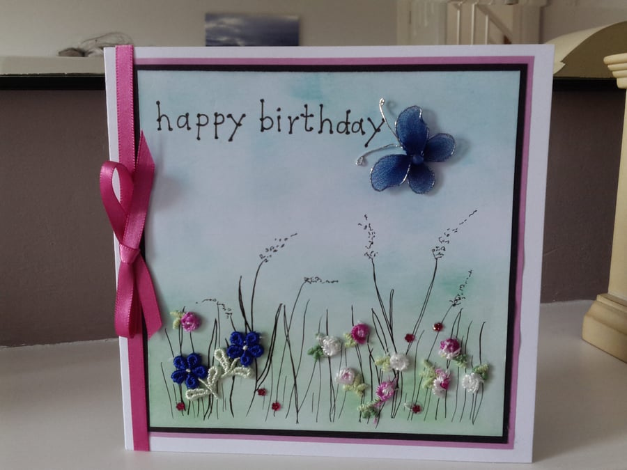 Pretty meadow happy birthday card 