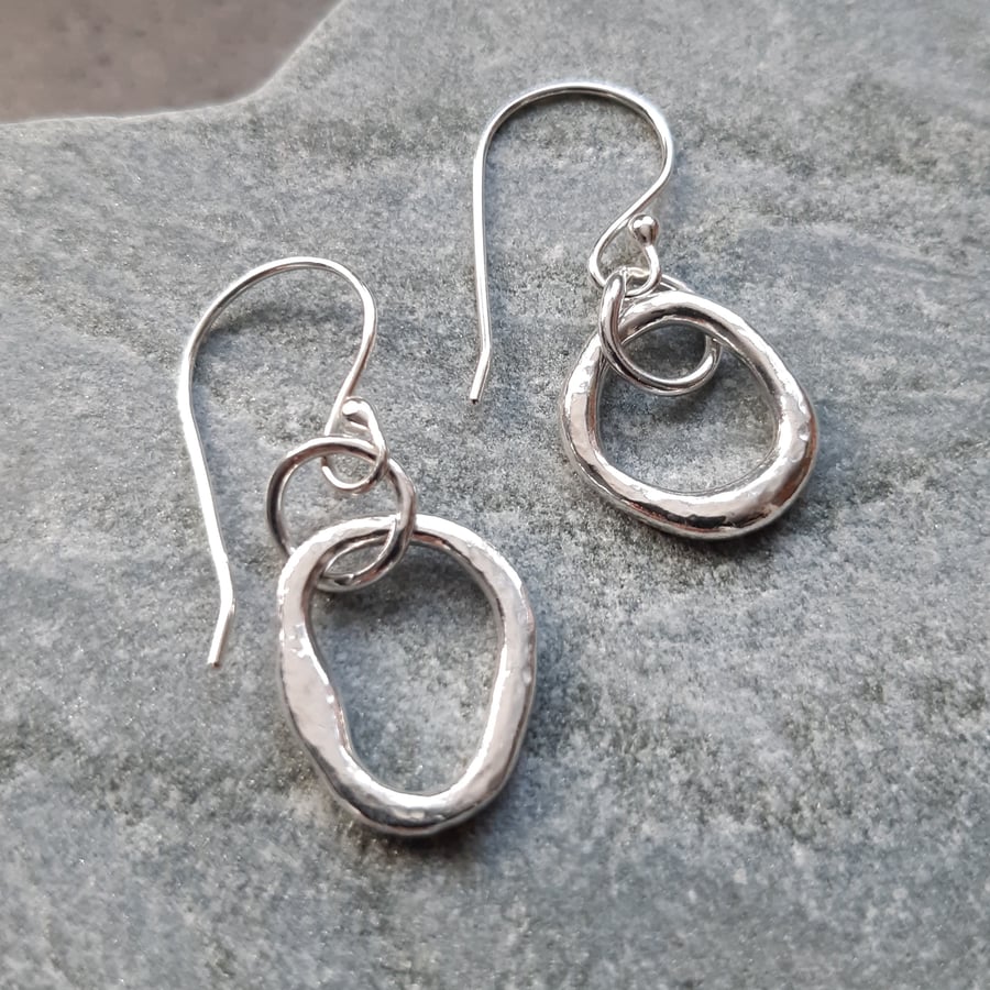  Hoop Earrings Argentium Silver Drop Earrings Not Quite Round