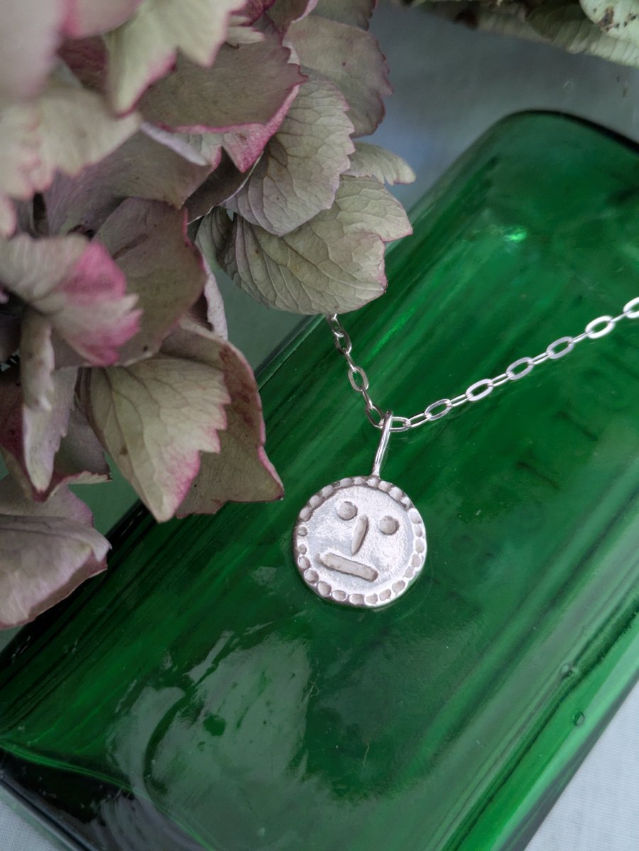 Silver folk necklace 