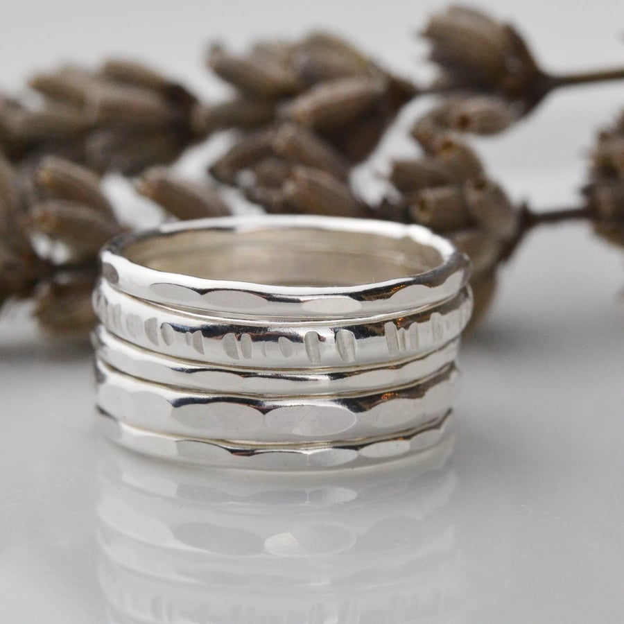 Sterling silver stacking ring set