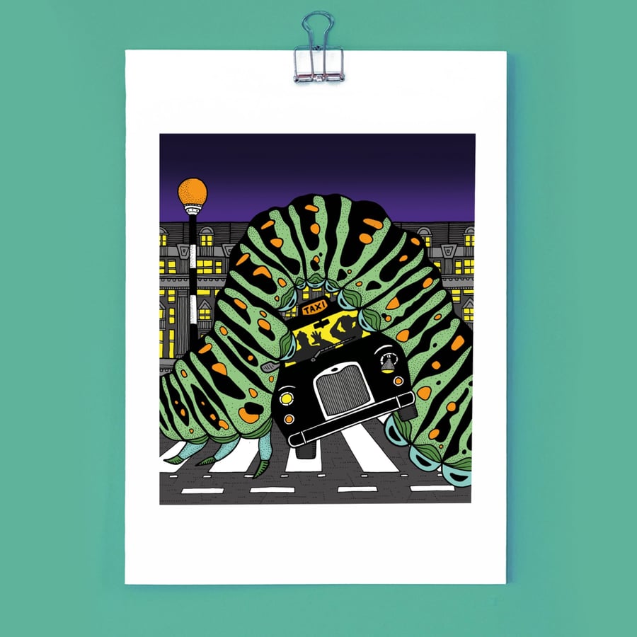 Follow that Cab...er-pillar? (a British Transport dystopia) - Giclee Print