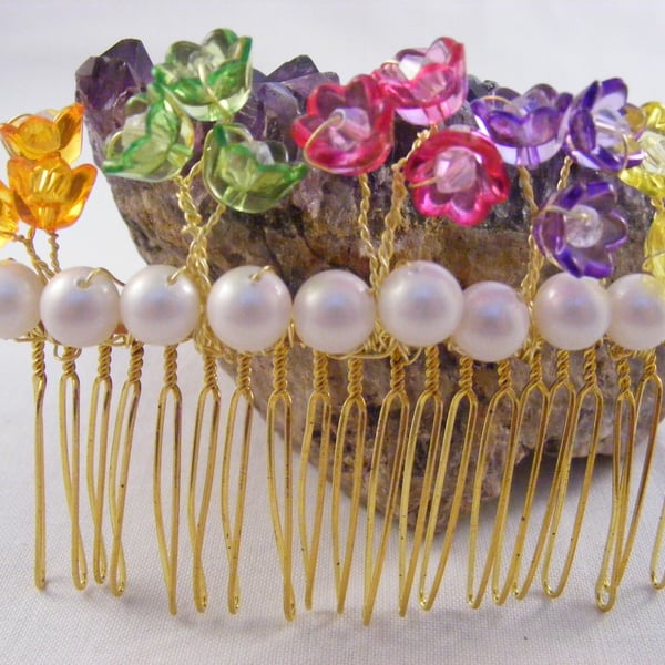 Multi-Colour Flower Hair Comb