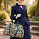Carpet bag Mary Poppins bag Green William Morris tapestry weekend bag