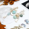 Sterling Silver Freshwater Pearl Amazonite Gemstone Confetti Celestial Earrings 