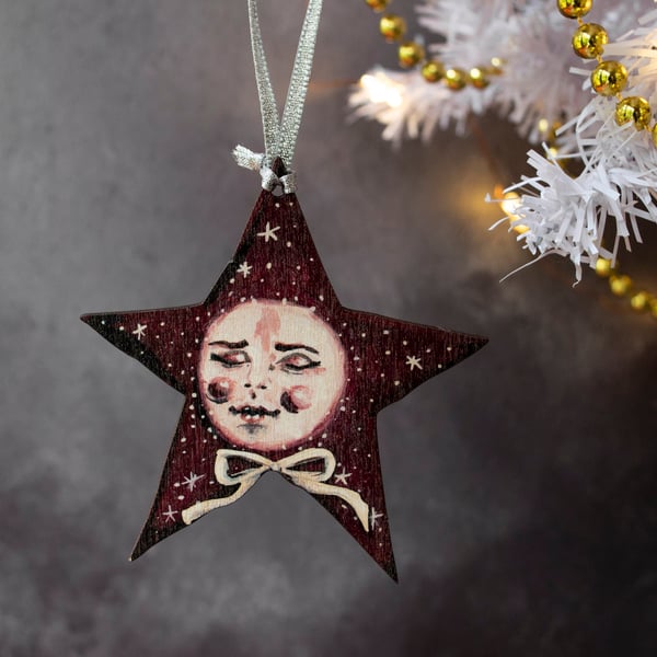 Wooden star hanging decoration