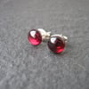 Garnet Gemstone Stud Earrings
