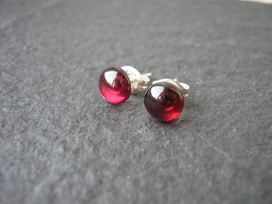 Garnet Gemstone Stud Earrings