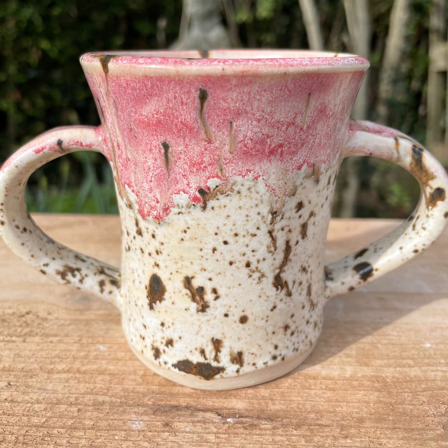 Wheel Thrown Double Handled Made With Mud Mug
