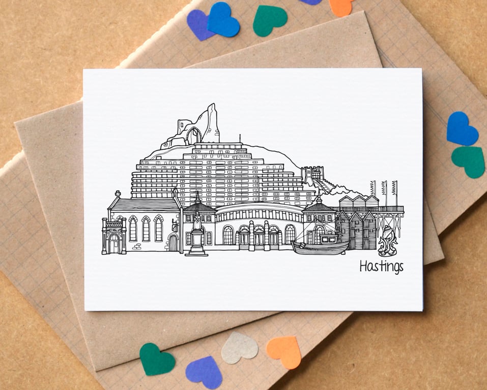 Hastings Skyline Greetings Card