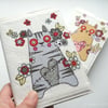 embroidered floral zombie kitty sketchbook tabby cat