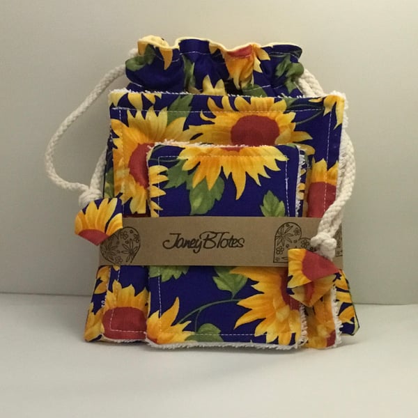 Gorgeous sunflower gift set, wash-bag,face mitt and eye pads.