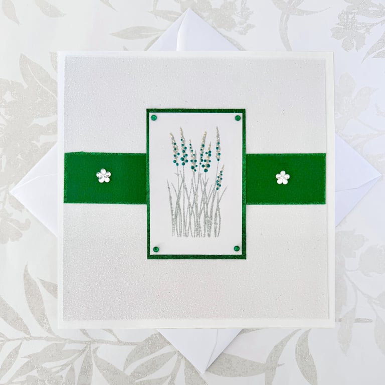 Handmade Birthday floral card - emerald May birthday or 55 anniversary