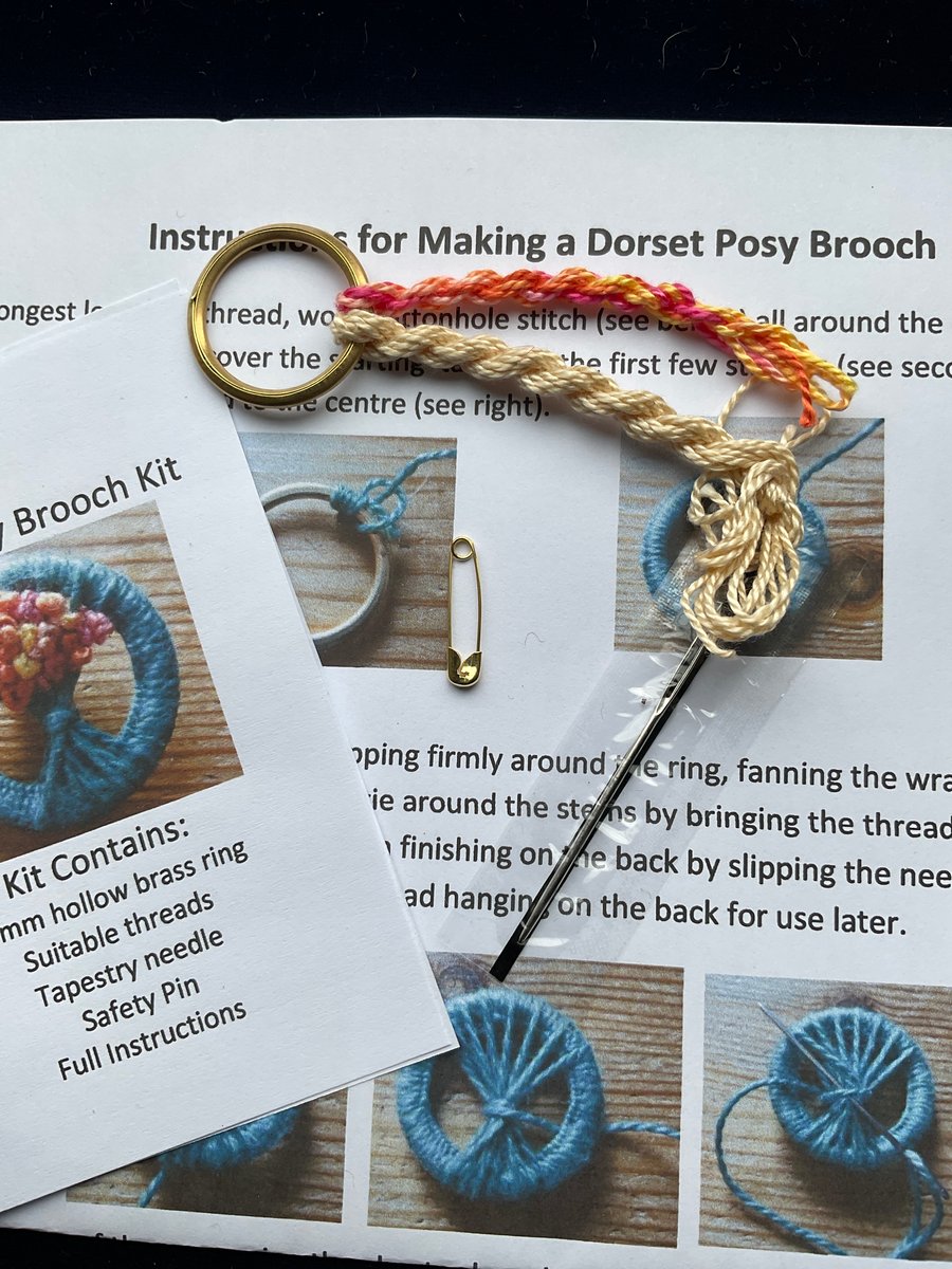 Dorset Posy Brooch Kit, Cream Stems with Tropical Flowers, 5