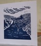 Original linocut Estuary Scene card - Image 2