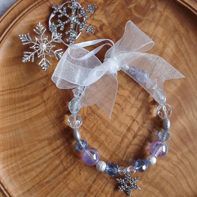 Beaded Ring Christmas Tree Decoration - Ice Blue