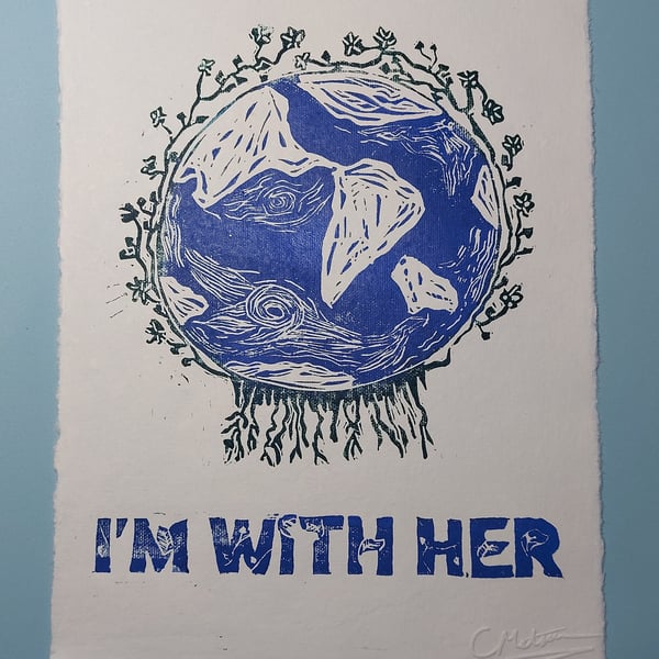 I’m With Her - A4 eco world lino print