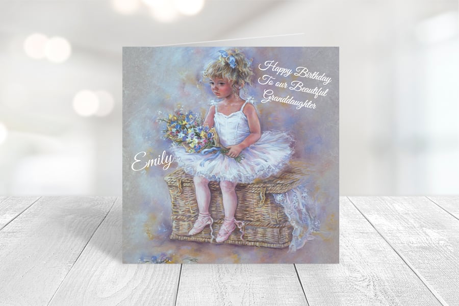 Personalised Little Girl Ballerina Birthday Card