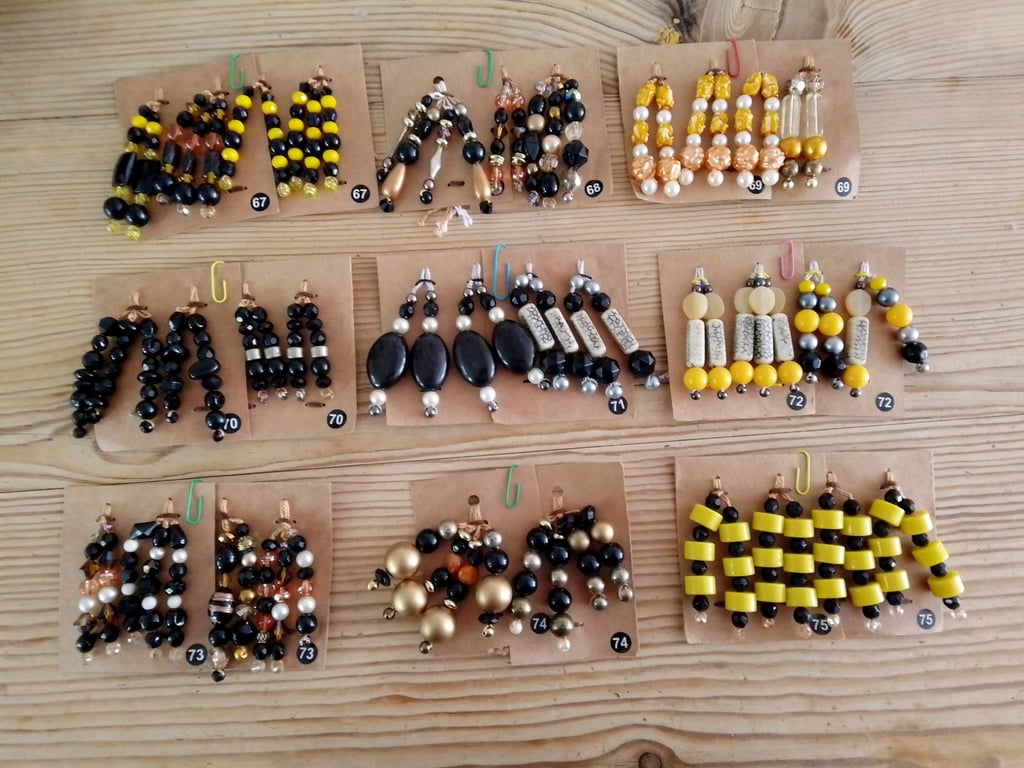 Sets of colour coordinated beaded gift decorations