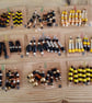Sets of colour coordinated beaded gift decorations