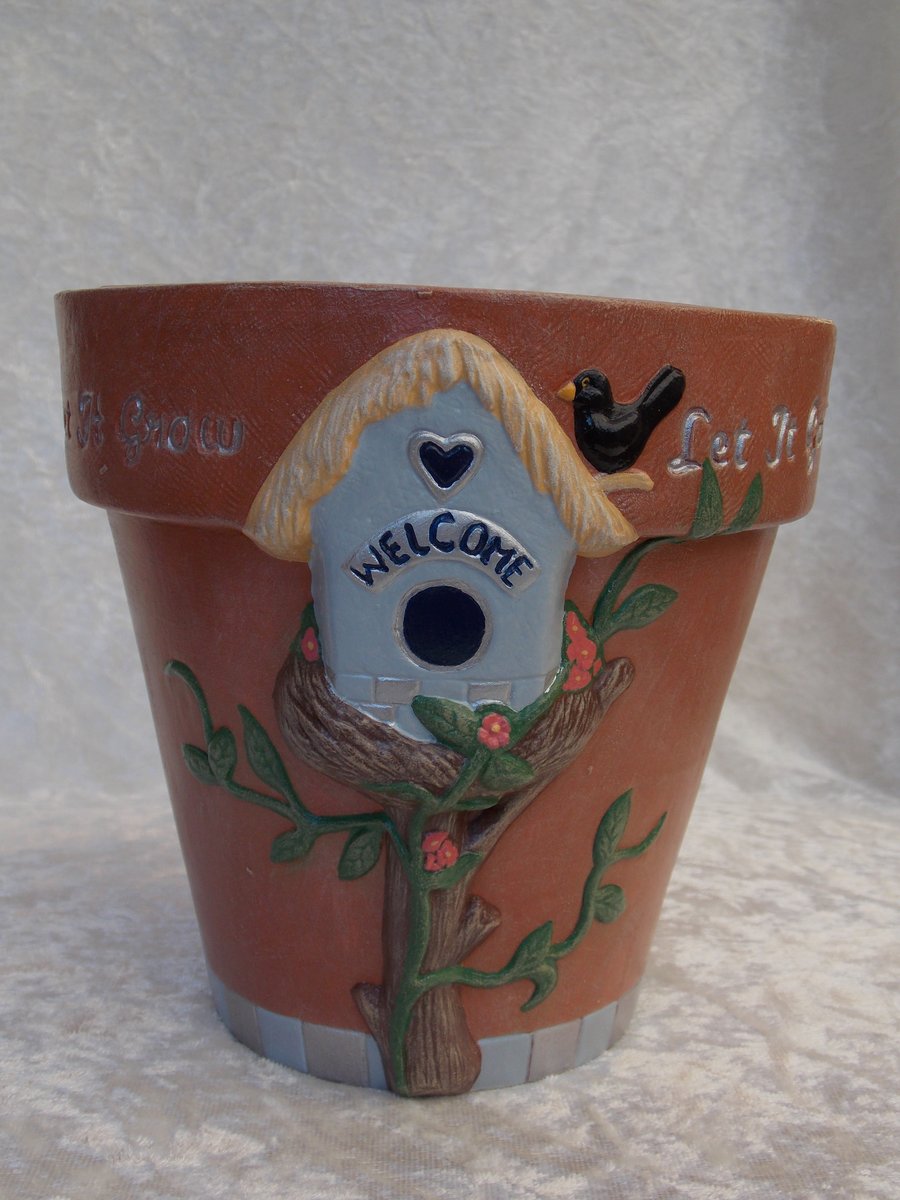 Ceramic Hand Painted Garden Home Terracotta Plant Flower Herb Pot Planter.