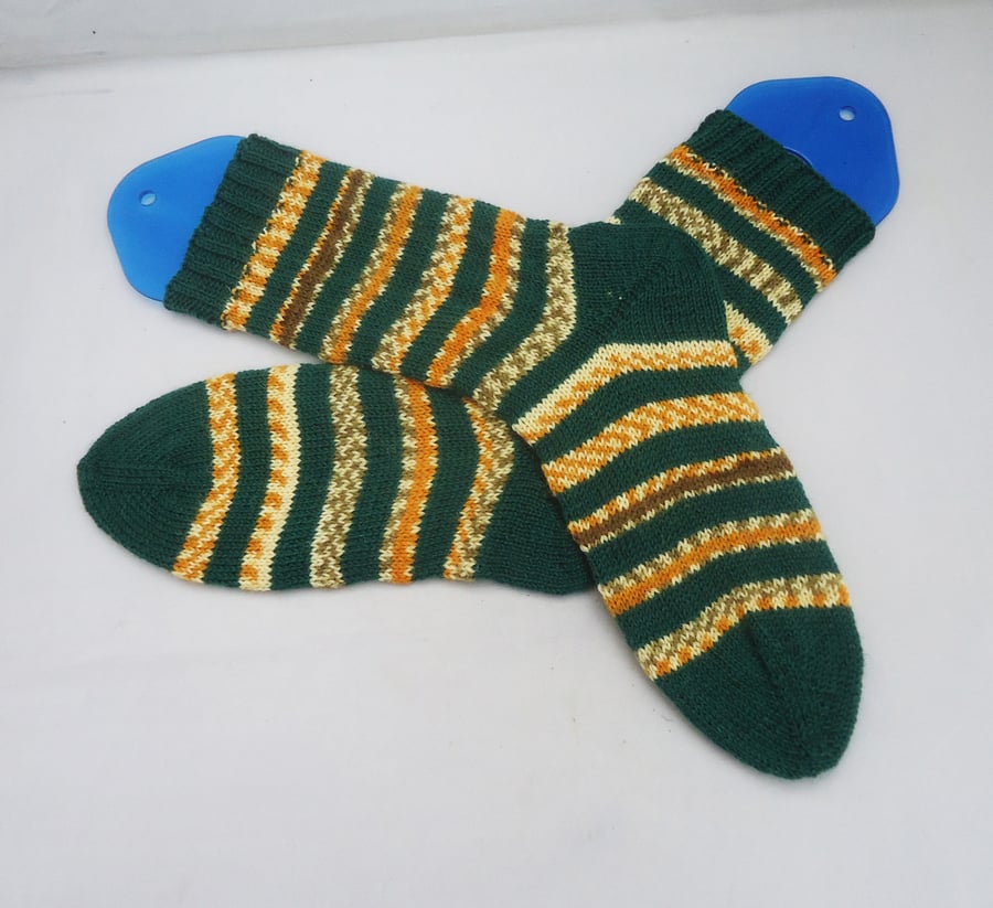Hand Knit Unisex Socks, Crazy Scrappy Socks, Wool Socks