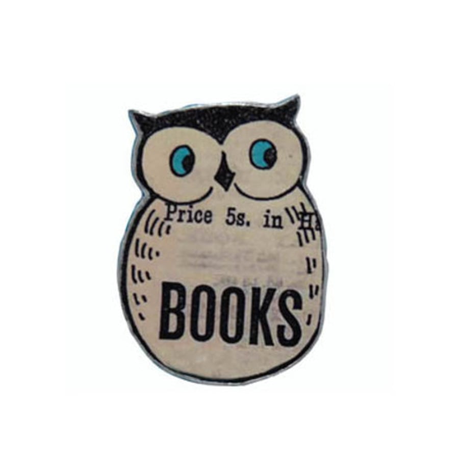 Literary kitsch Books Owl Brooch by EllyMental Jewellery