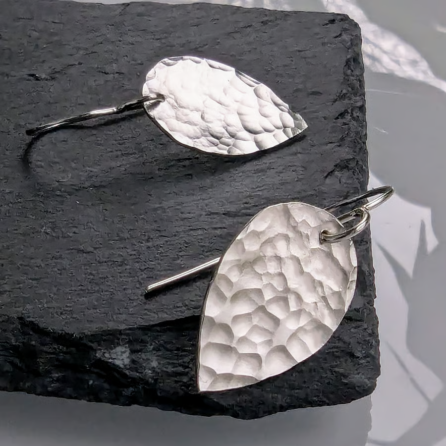 STERLING SILVER  dimple textured drop earrings, Handmade Urban Jewellery Design