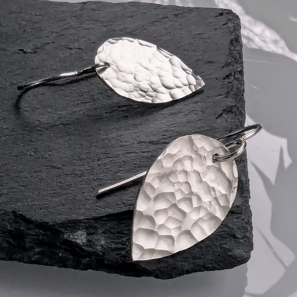 STERLING SILVER  dimple textured drop earrings, Handmade Urban Jewellery Design