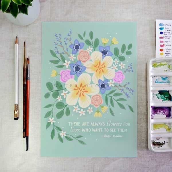 Matisse Flower Quote floral art print