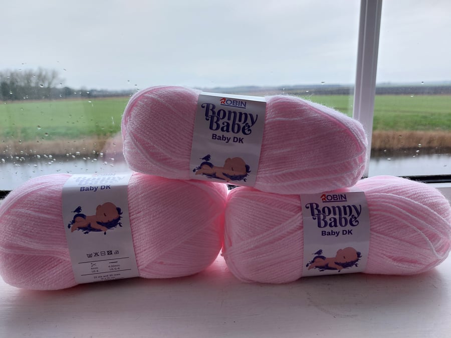 Pink x3 Robin Bonny Babe DK Knitting Wool Yarn 100g Balls