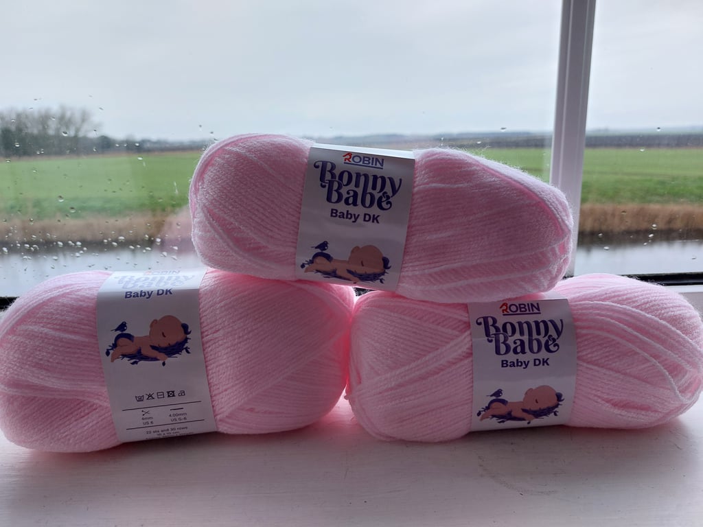 Pink x3 Robin Bonny Babe DK Knitting Wool Yarn 100g Balls