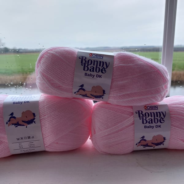 Pink x3 Robin Bonny Babe DK Knitting Wool Yarn 100g Balls