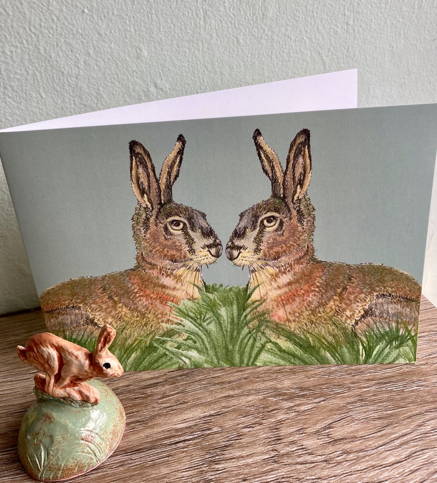 Card- Twin hares