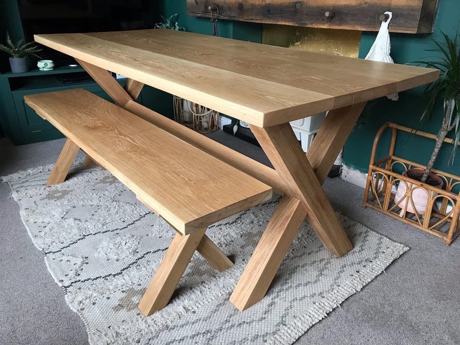 Solid oak Chunky table and benches